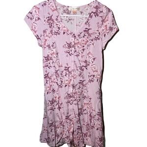 Band of Gypsies button front mauve floral tropical print dress Medium